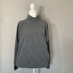 Z By Zella Women's XL Gray Long Sleeve Mock Neck Pullover Sweatshirt Pocket Logo